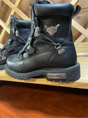 NWOT Unique Harley-Davidson Black Leather Lace-Up Leather Motorcycle Boots Sz 9